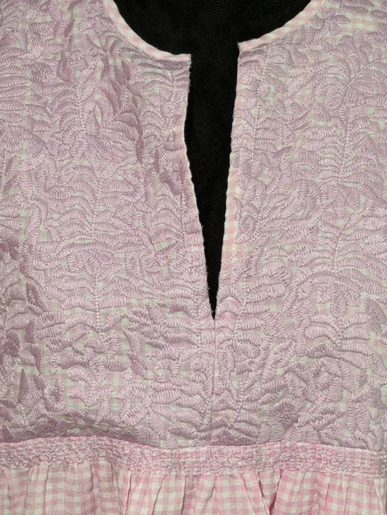 J. MARIE Puff Sleeve Gingham Embroidered Maxi Dress - Large - Picture 3 of 6